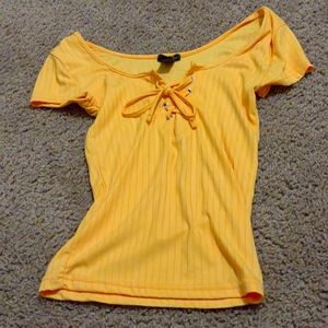 Yellow lace up shirt